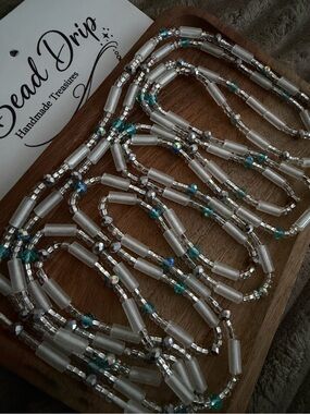Handcrafted White and Teal Women's  waist beads Unbranded